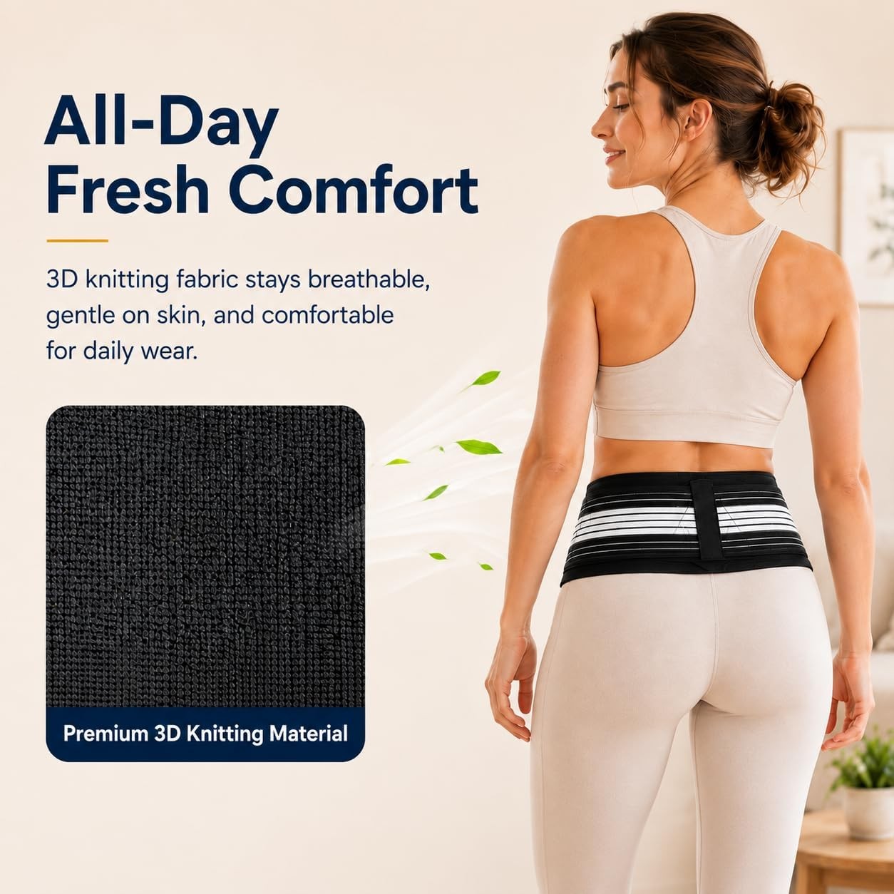 Tovrinala Lightweight Back Brace for Women and Men Lower Plus, Black