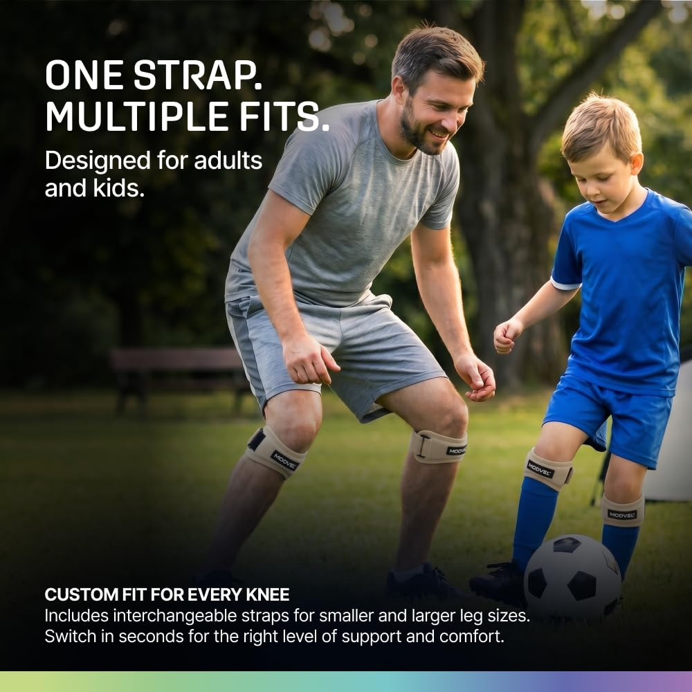 Modvel Knee Strap Patella Tendon Support Brace Band, One Size, 2-Pack | Adjustab