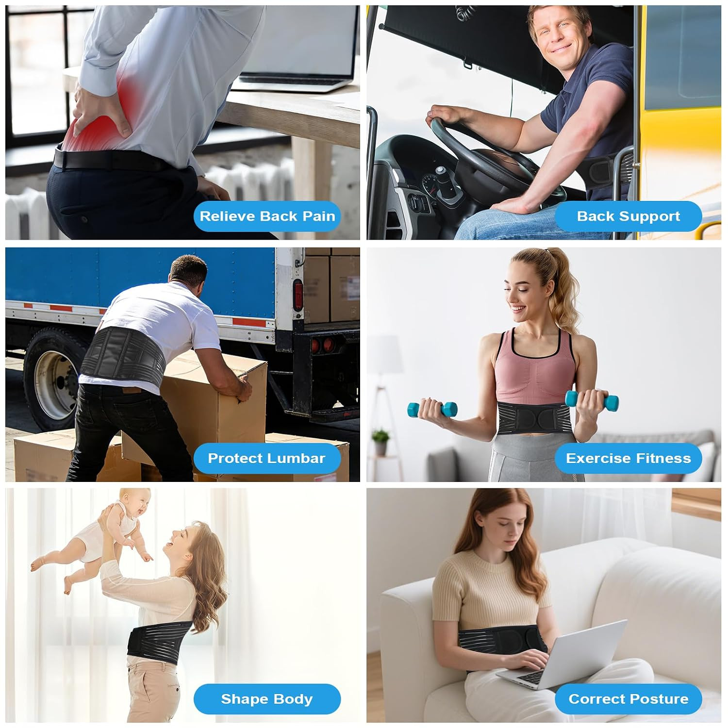 Back Brace for Lower Back Pain Relief, Lumbar Support Belt for Men&Women | for W