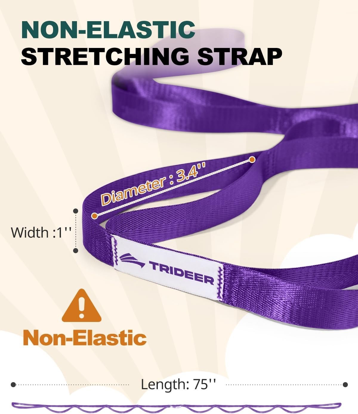 Stretching Strap for Physical Therapy & Home Rehab, Non-Elastic Yoga Strap fo…