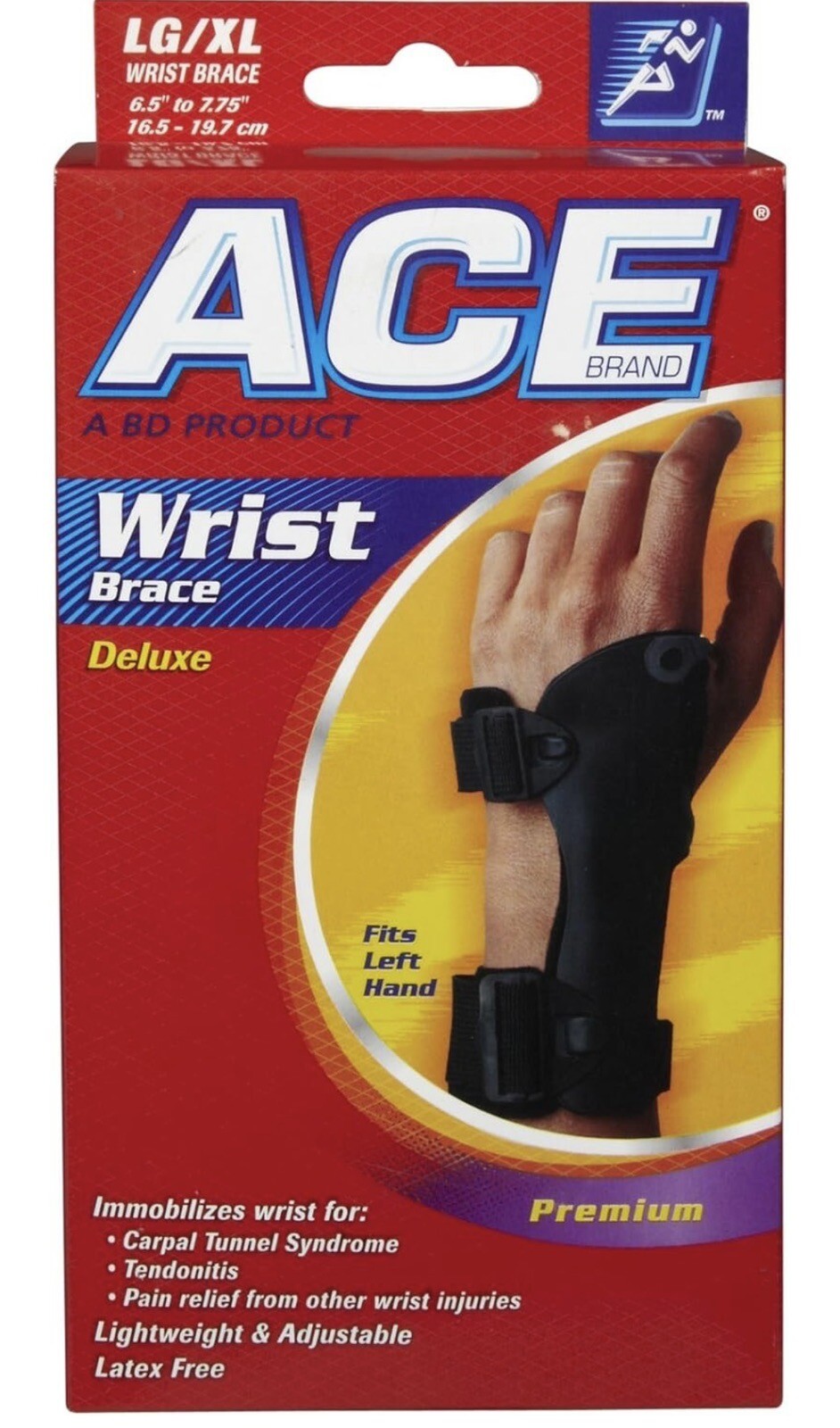 Ace Deluxe Wrist Brace, Left Hand, Size Large/XL 207257