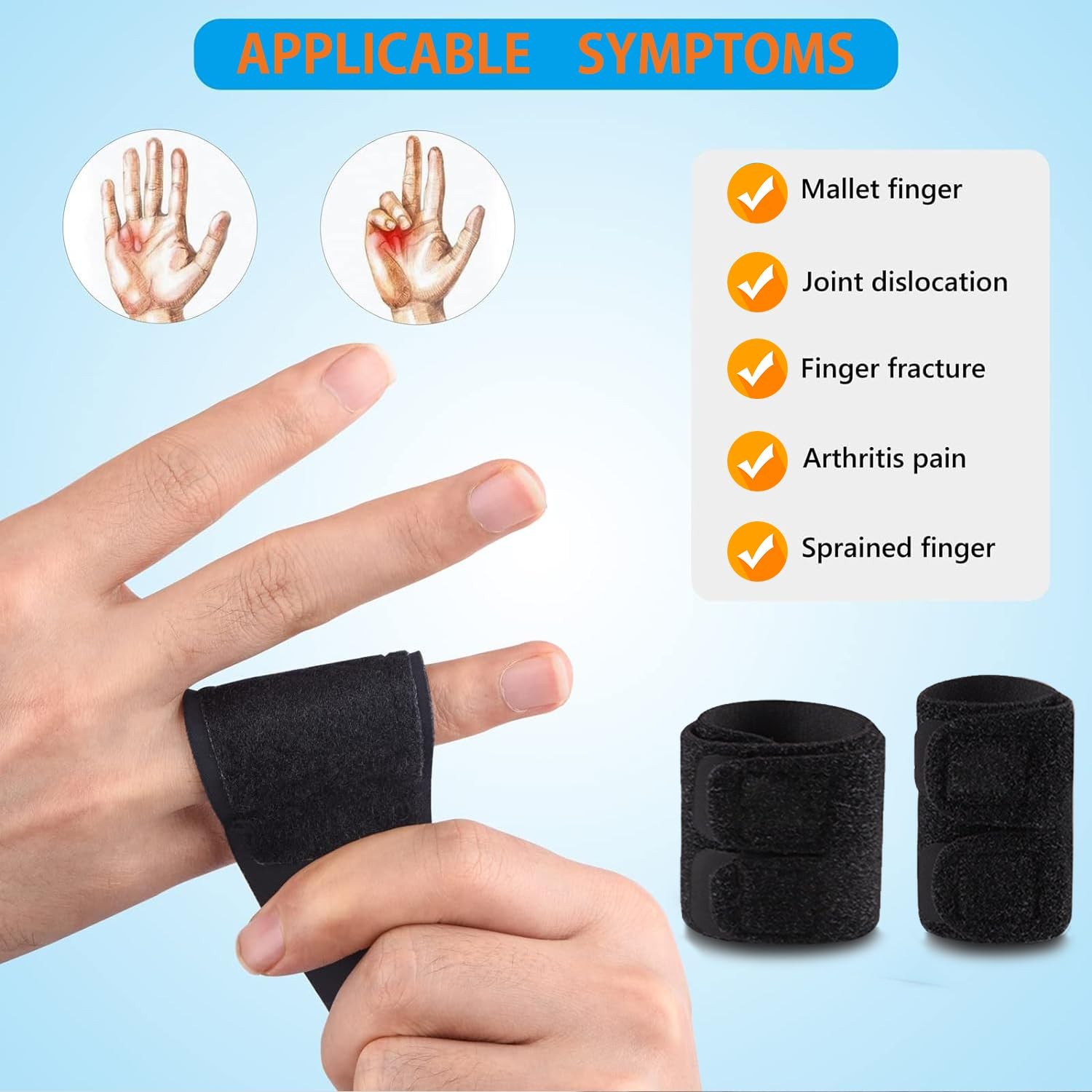 Finger Splints, 2PCS Splint, Compression Support Large, Double