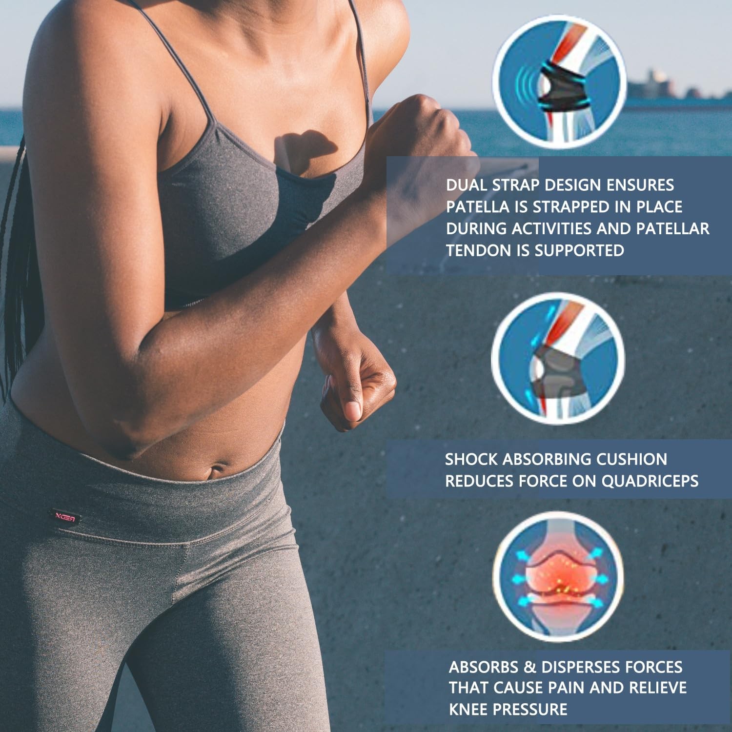 Adjustable Knee Brace Support Neoprene Patella Stabilizing Compression Straps