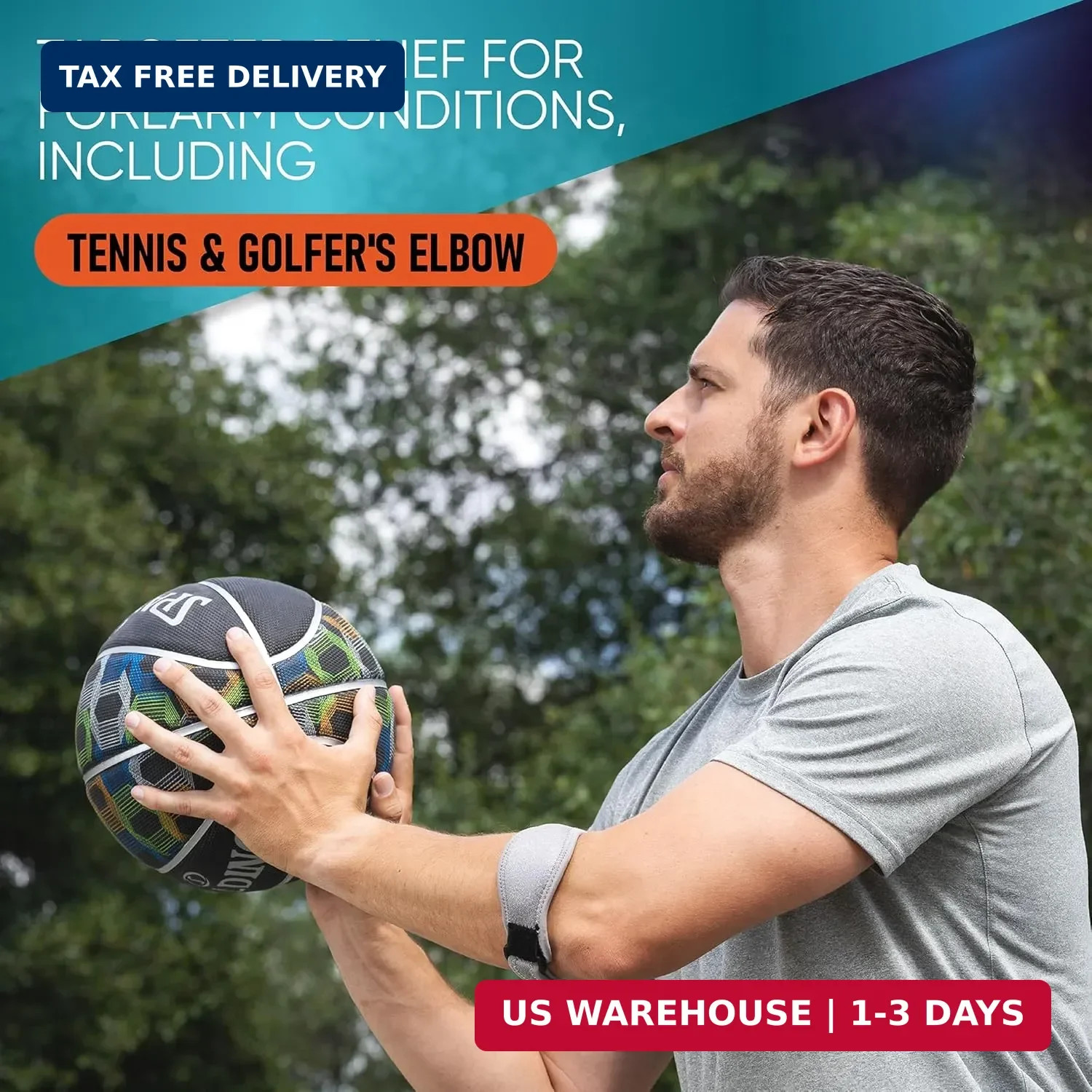 PhysFlex 2-Pack Elbow Brace for Men & Women, Adjustable Tennis & Golfer’s Elbow