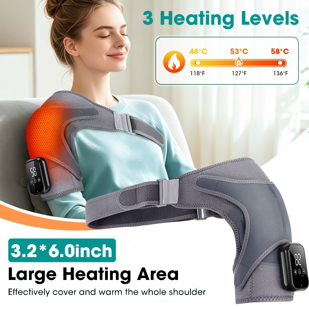 Heating Vibration Shoulder Wrap Electric Cordless Massage Heated Brace Pad Gift