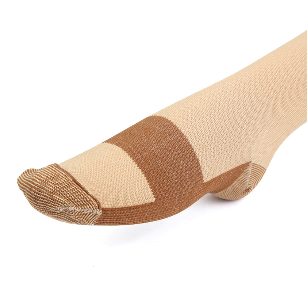 2 Pairs Copper Compression Socks 20-30mmHg Graduated Support Fit Mens Womens