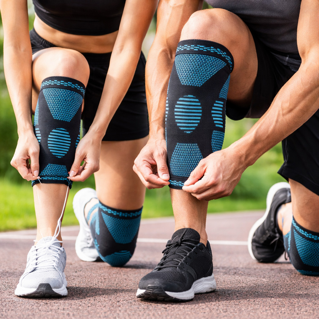 **POWERLIX Knee Compression Sleeve 2 Pack Medium Support Brace Running Gym