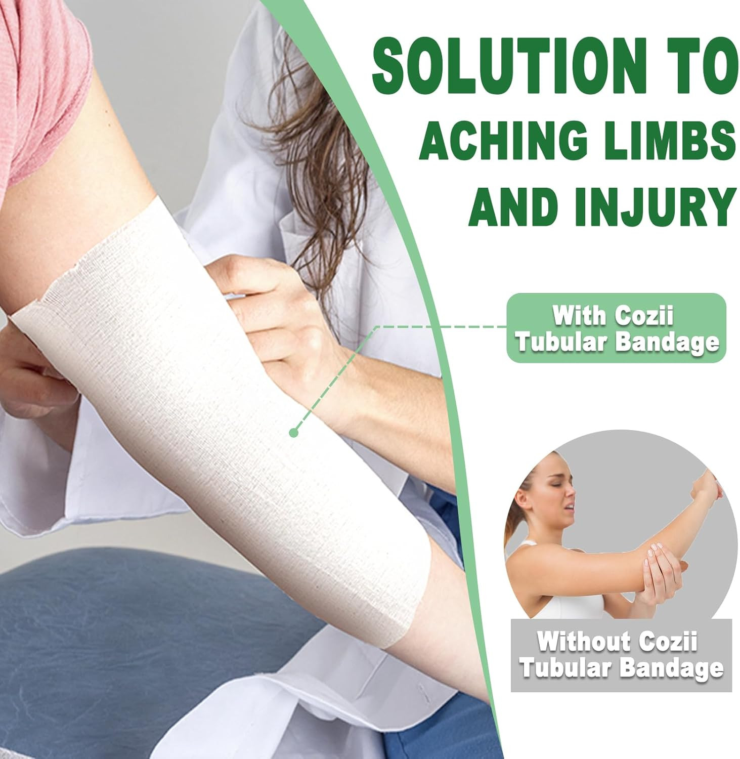 Elastic Tubular Support Bandage, Stockinette Tubing for Arm, Legs, Knees, Compre