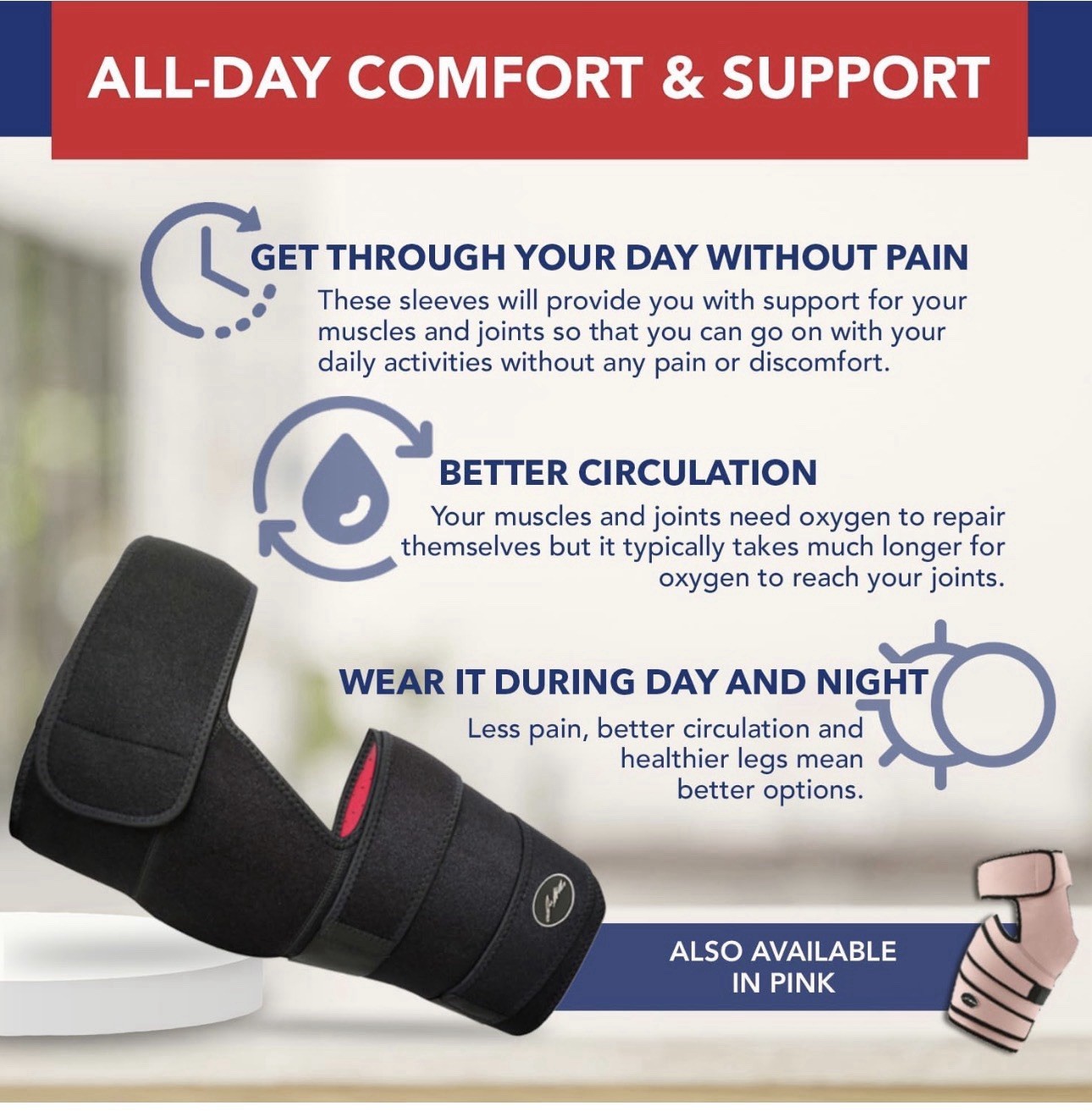 Hip Brace Left Side Adjustable Compression Support Wrap S/M Black
