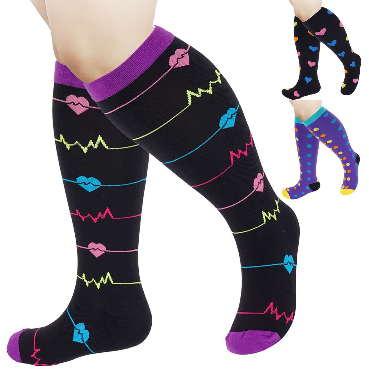 Wide Calf Compression Socks Men Women plus Size Knee High Support 20-30mmhg Sock