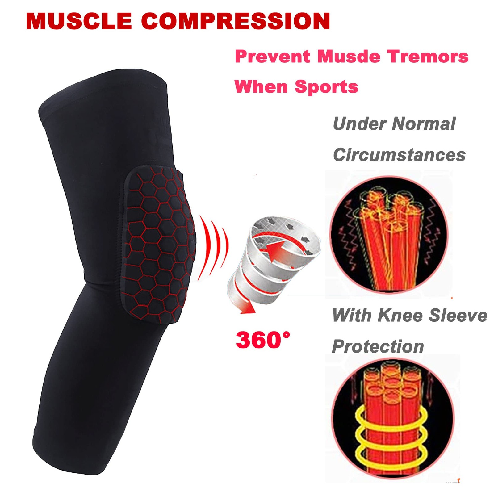 Full Knee Calf Padded Compression Leg Sleeve(1pc),Thigh Sports Protective Gea…