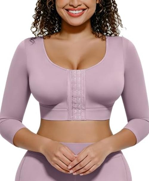 Arm Compression Sleeve Women Post Surgery Front Closure Bra | Arm Large Purple