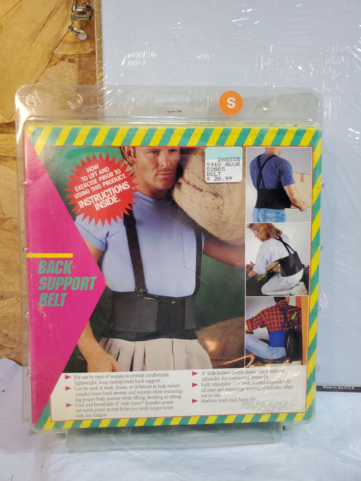 Back Support Belt /Shoulder Straps Black Unisex Breathable Nylon Thread New SM