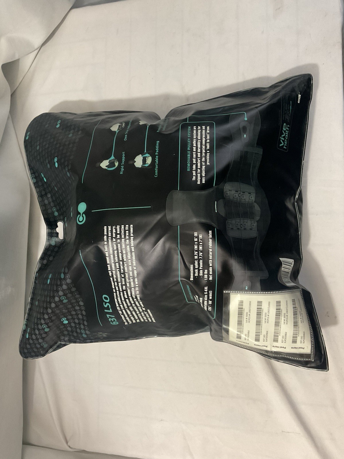 Vive Health 637 Lumbar Brace Back Support SUP2026BLK Adjustable Small – XXL