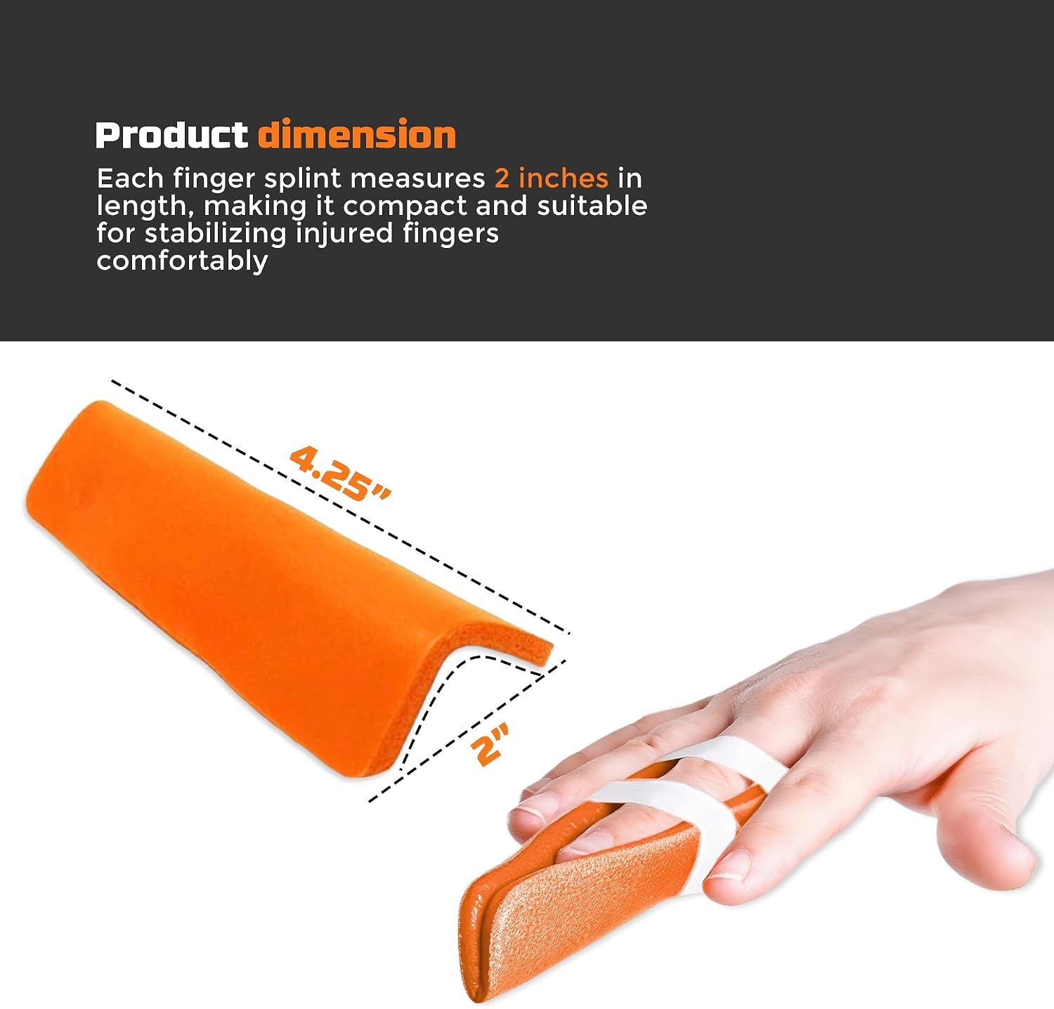 Primacare IS-5202 (Pack of 10) Padded Aluminum Finger Splints, Finger Brace For