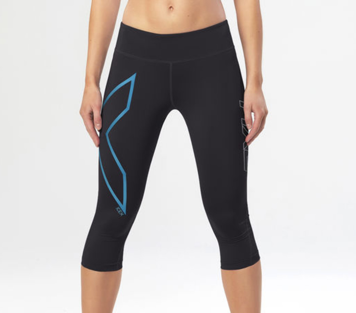 GREAT SAVINGS || 2XU Ice Mid Rise Womens Compression 3/4 Tights – Black/Ice Blue