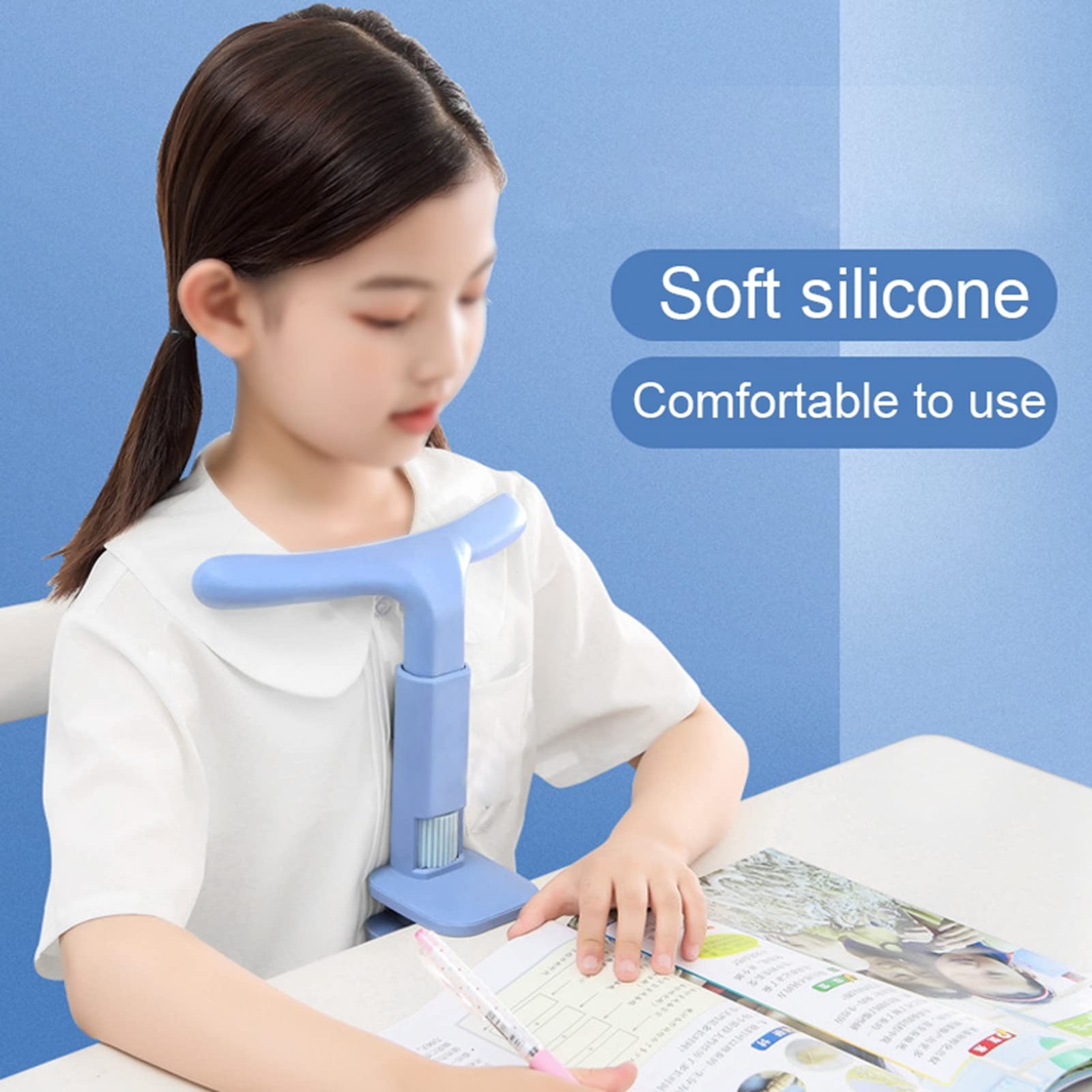 ZJchao Sitting Posture Corrector, Height Adjustable Students Medium, Blue