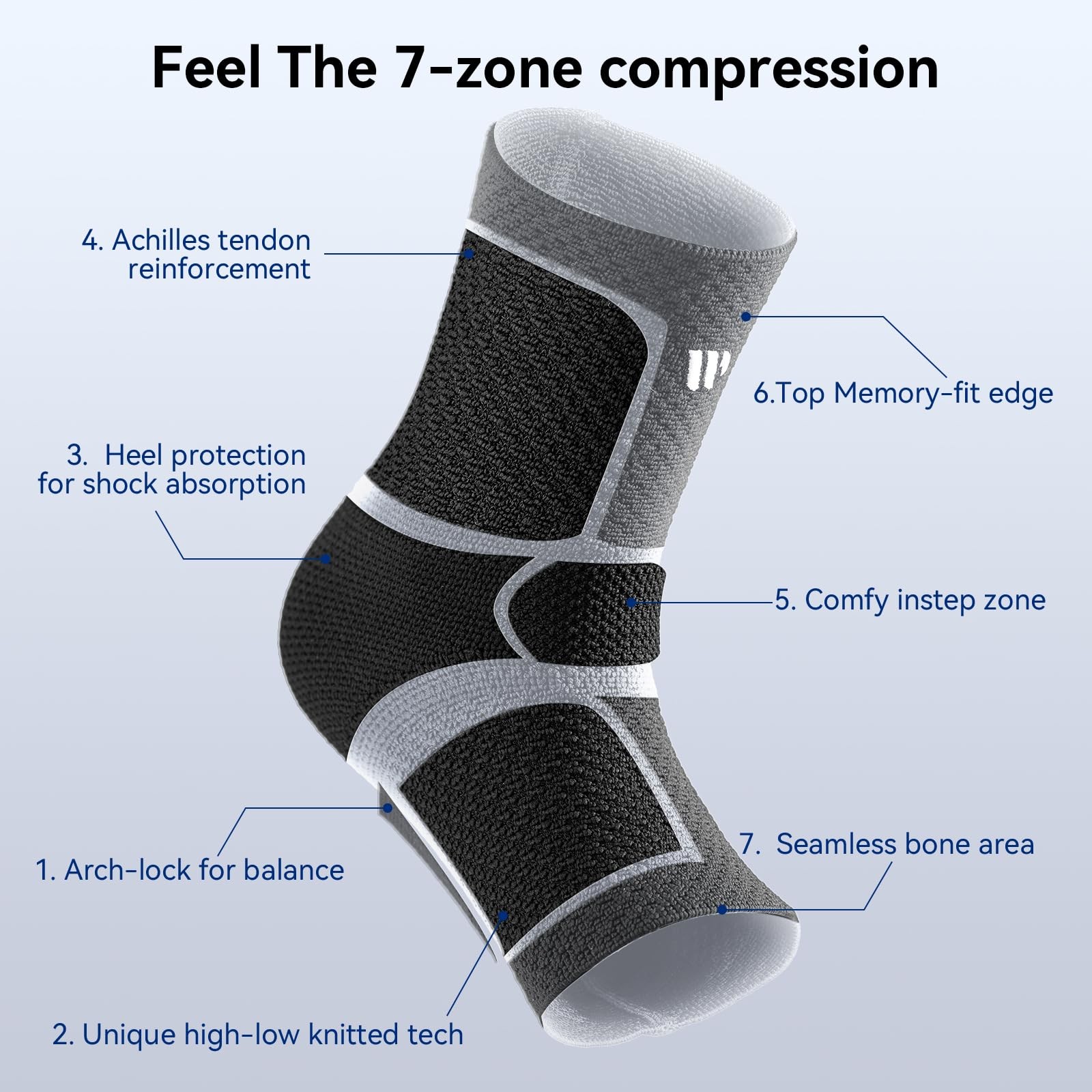 WHCOOL Flat Knitting Ankle Brace For Women&Men, Large, Black(Pack of 1)