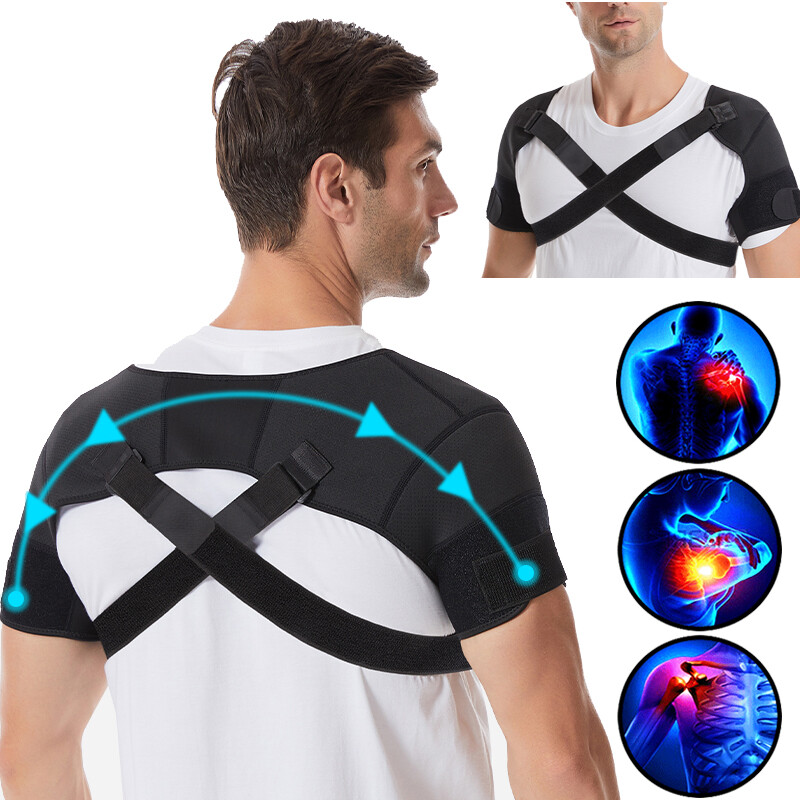 Adjustable Double Shoulder Support Brace Strap Wrap for Shoulder Pain Relief US