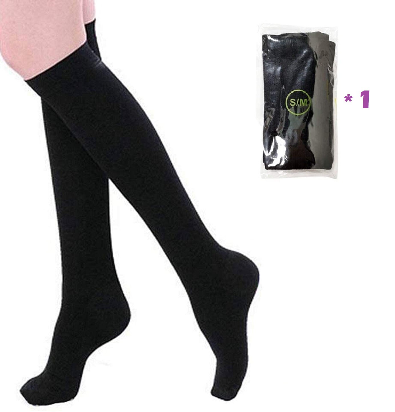 Compression Sock, Knee High Medical Stocking for Women or Men, S/M Size (1 Pair)