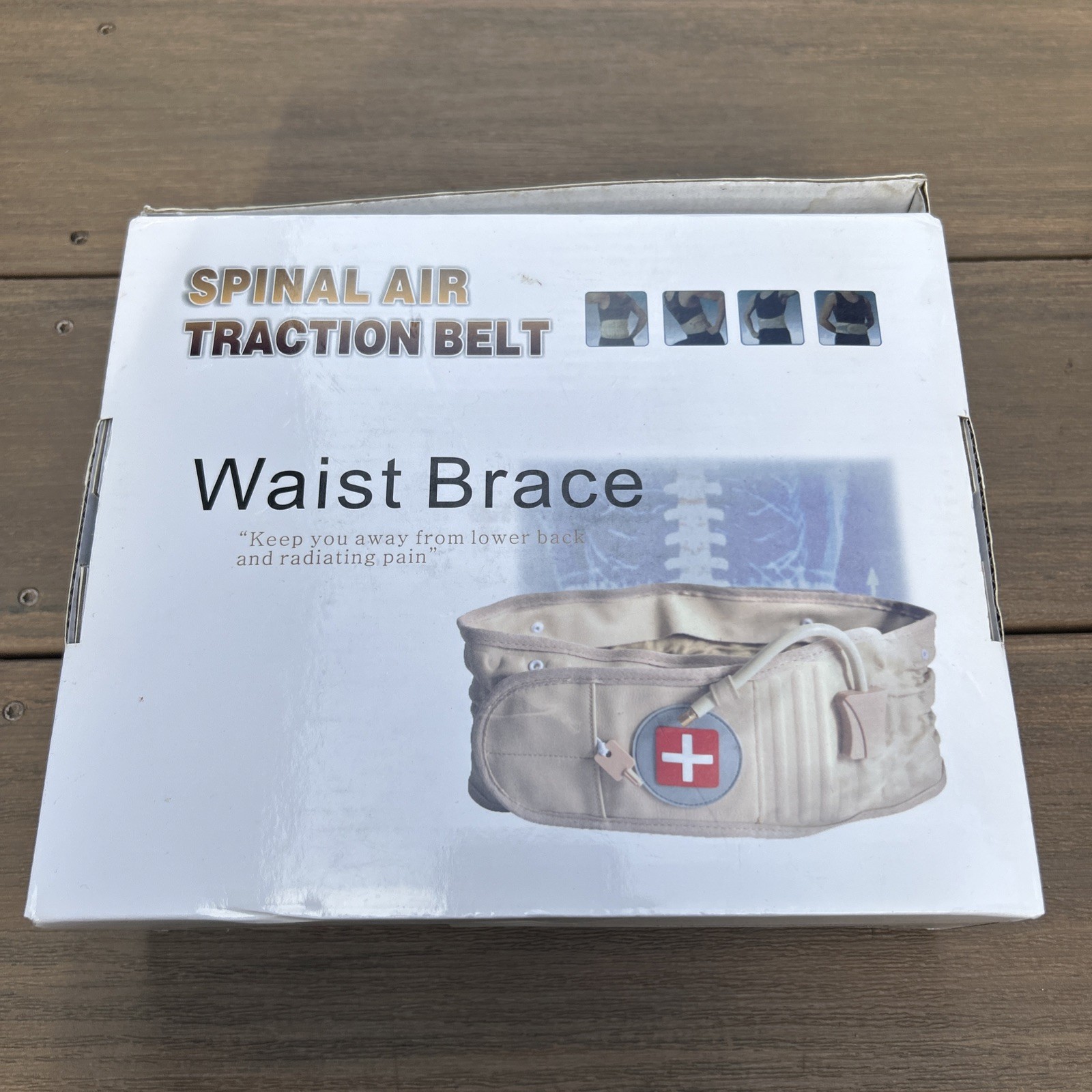 Spinal Air Traction Belt Lumbar Waist Brace Decompression Back Support Tan
