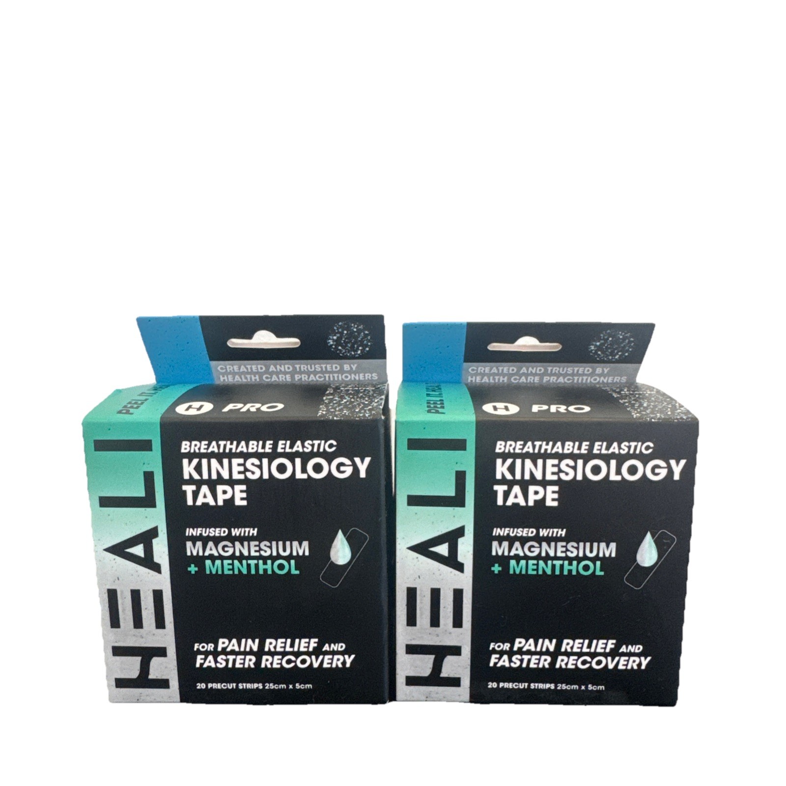 Heali Kinesiology Tape Infused Magnesium Menthol Blue Splatter Pre Cut Lot of 2
