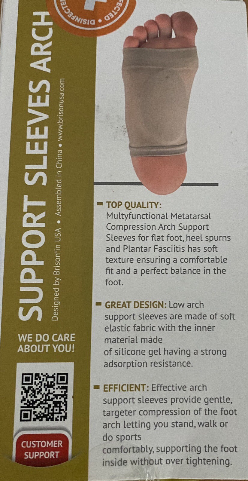 Mens Size Medium Beige Metatarsal Compression Arch Support Sleeve Cushioned NEW