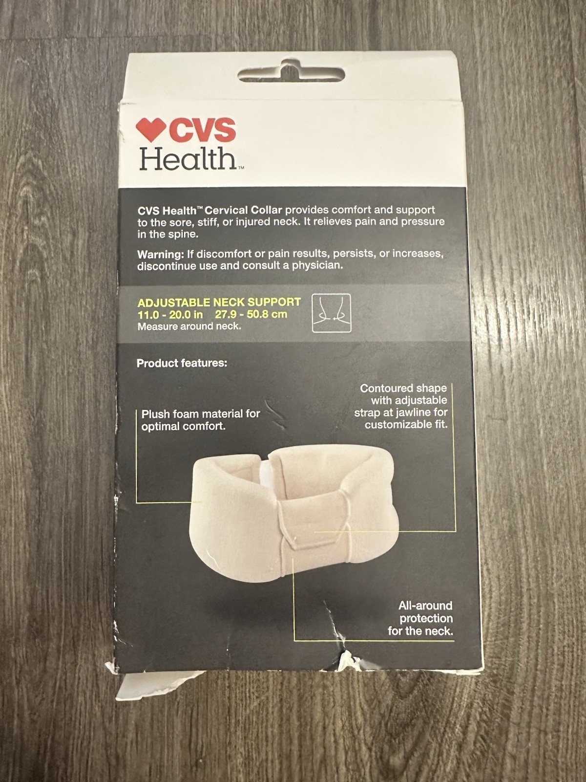 CVS Health Cervical Collar Neck Support Adjustable Foam Beige One Size