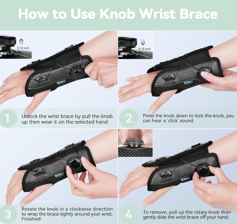 Wrist Brace for Carpal Tunnel~ Adjustable Knob Brace Night Support R & Left Hand