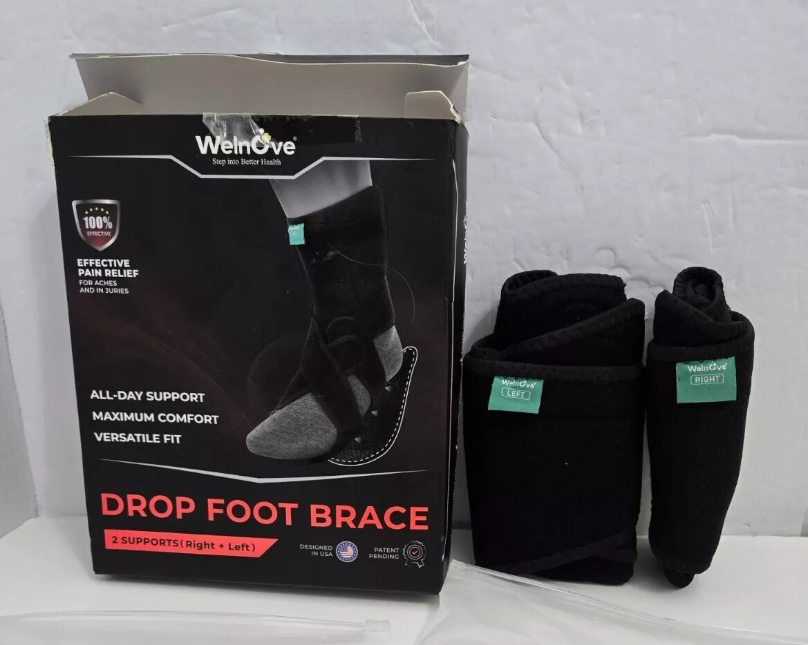 Welnove Drop Foot Brace Arch Support AFO Ankle Walking R L Sz M 5.5-10.5 W 7-12