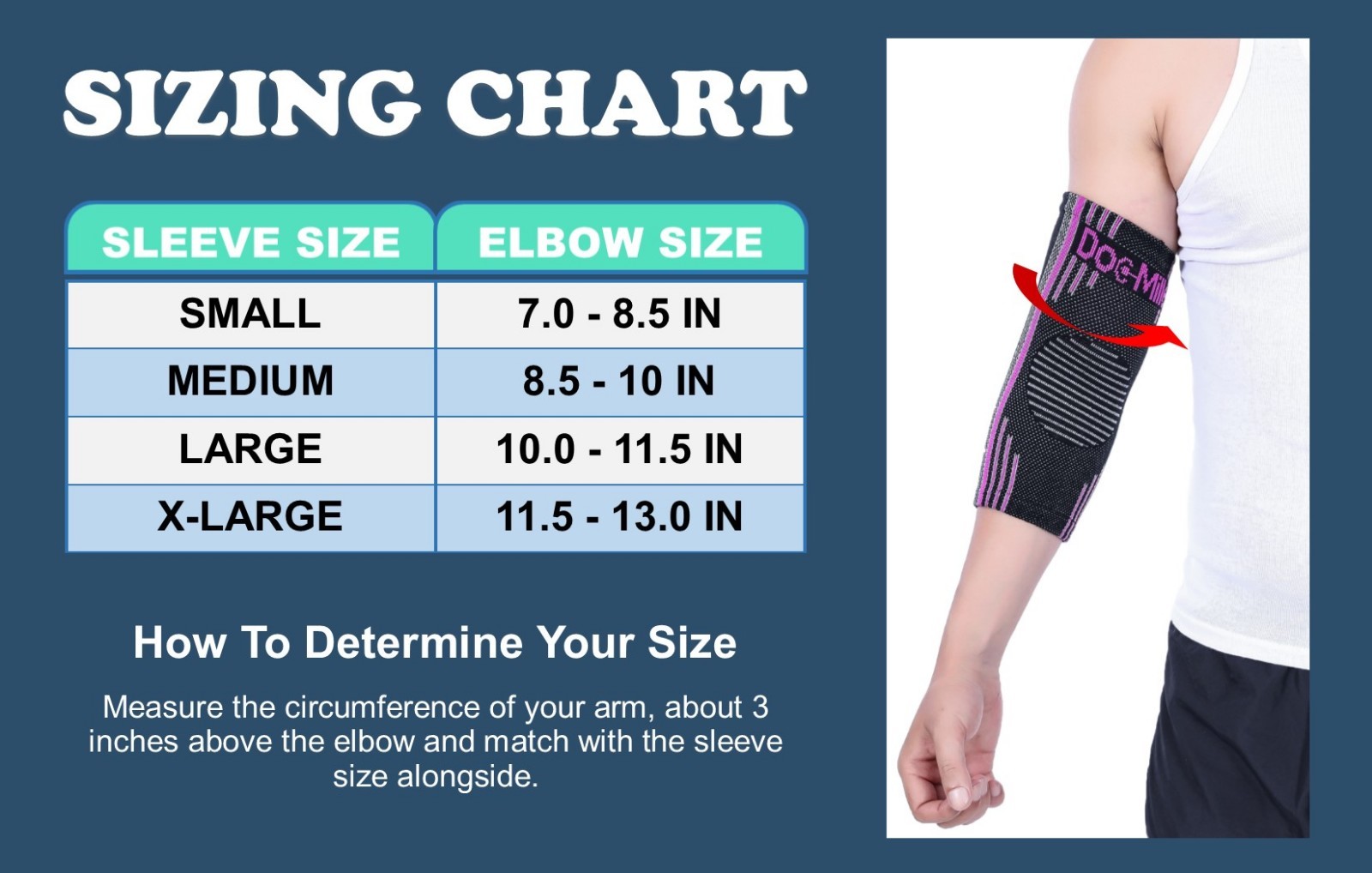Doc Miller Unisex Elbow Compression Brace Sleeve Arm & Elbow Support Pain Relief