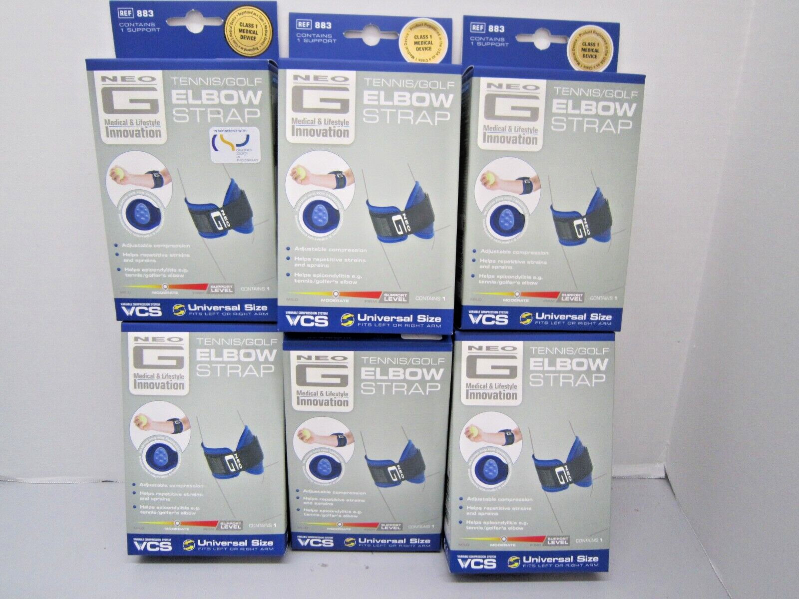 NEO G Tennis/Golf Elbow Strap ONE SIZE Unisex Brace LOT OF 6