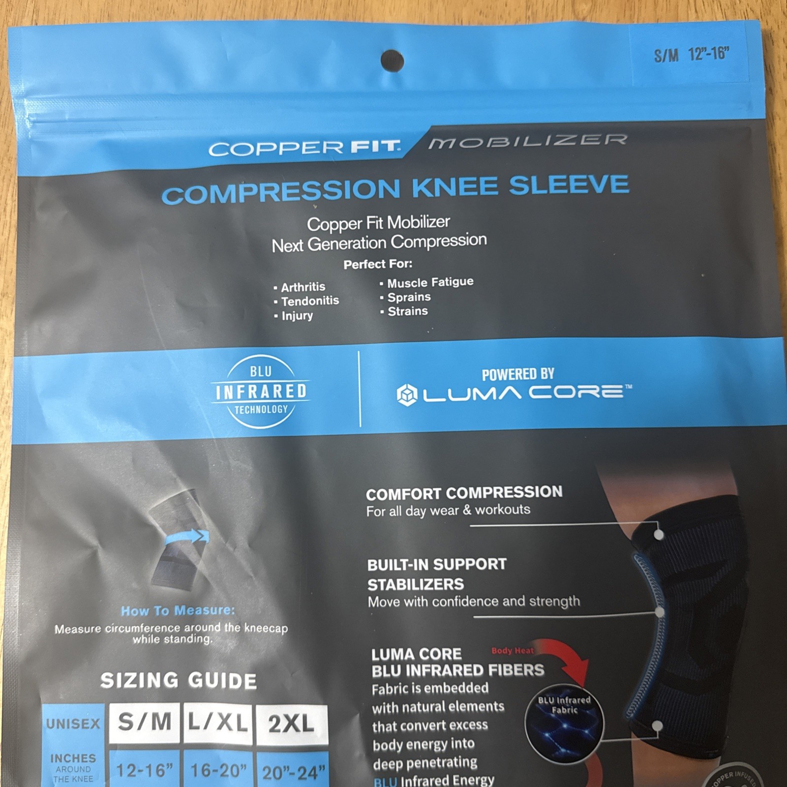 Copper Fit Knee Sleeve Compression S/m