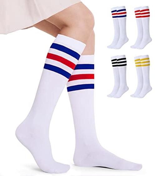 Women’s Knee High Socks Outdoor Sport Athletic Socks One Size Multicolor