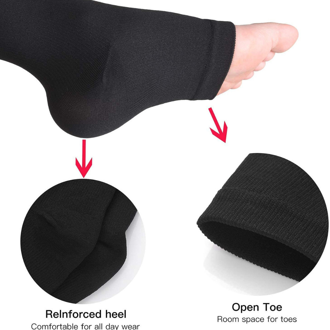Zipper Open Toe Compression Socks 20-30mmHg Calf Leg Ankle Support Stocking