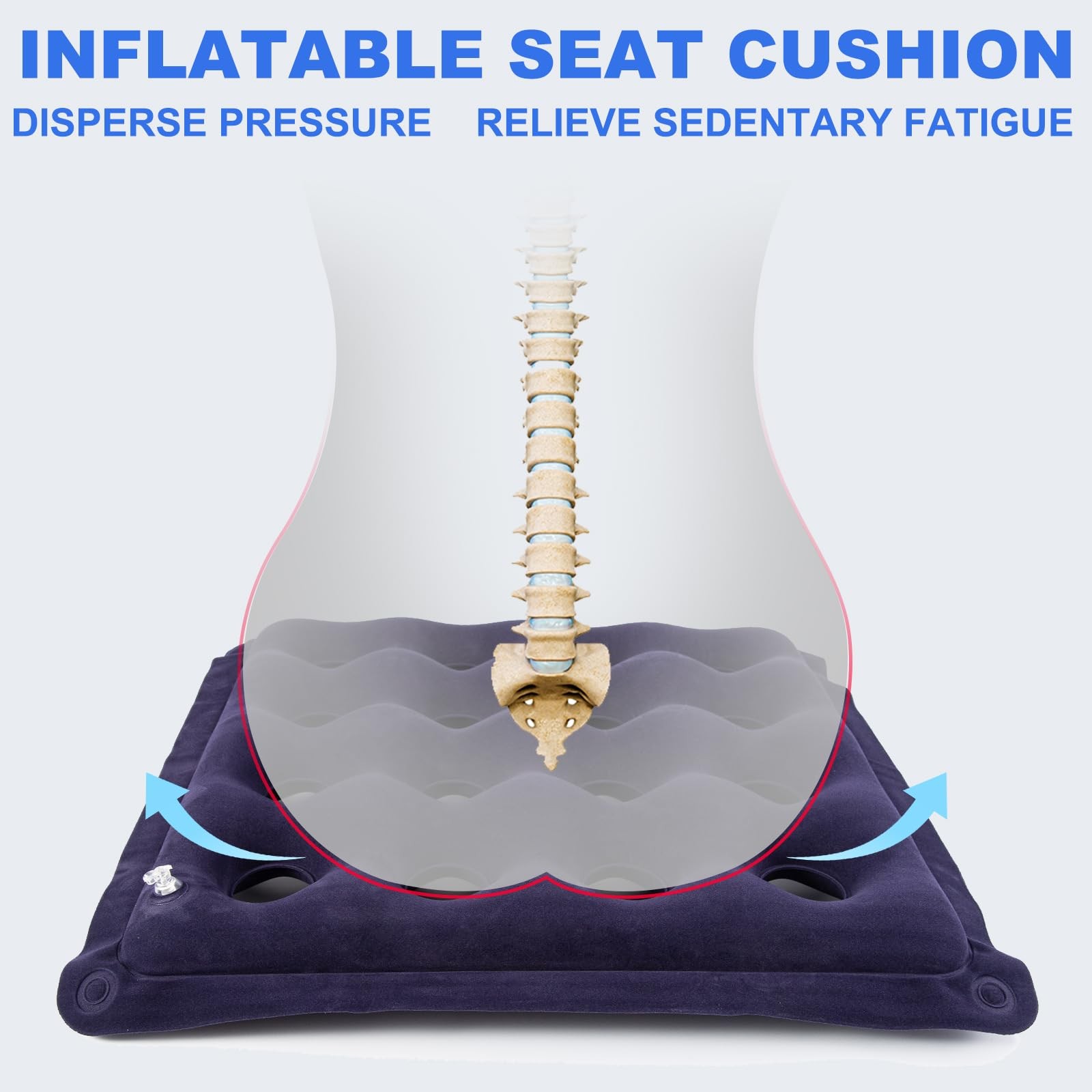 2-Pack Waffle Inflatable Seat Cushions with Pump, 18 Inch Beige Purple&beige
