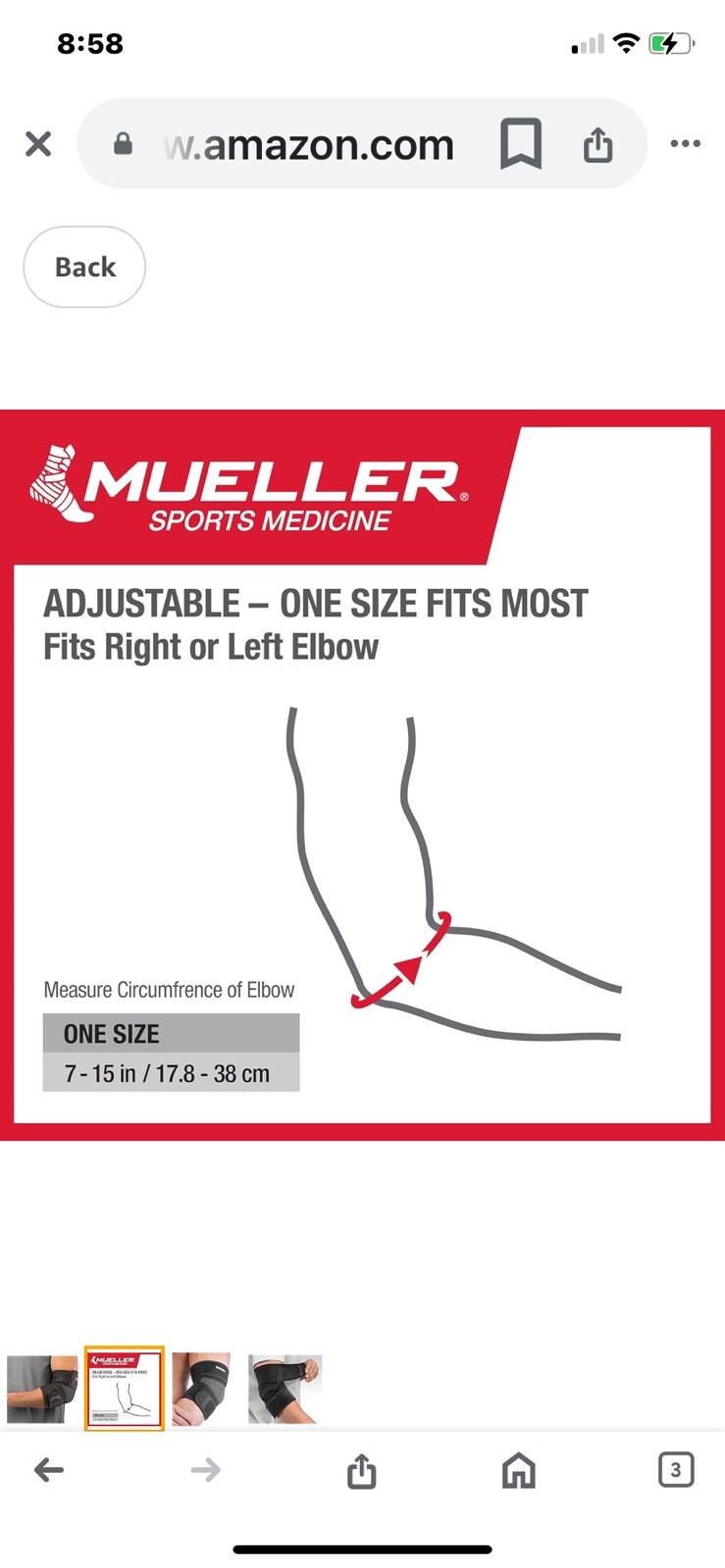 Mueller Adjustable Elbow Support Moderate support Adjustable OSFM, 7-15”