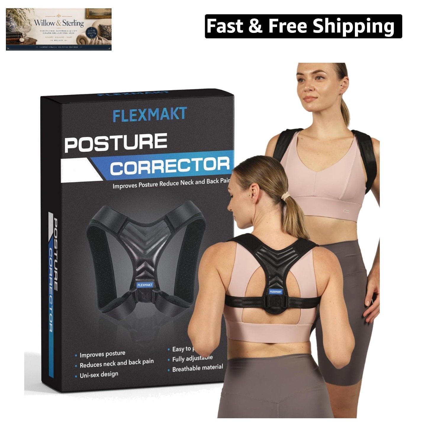 Posture Corrector Just For Women – Adjustable Back Brace – Full Spine Support…