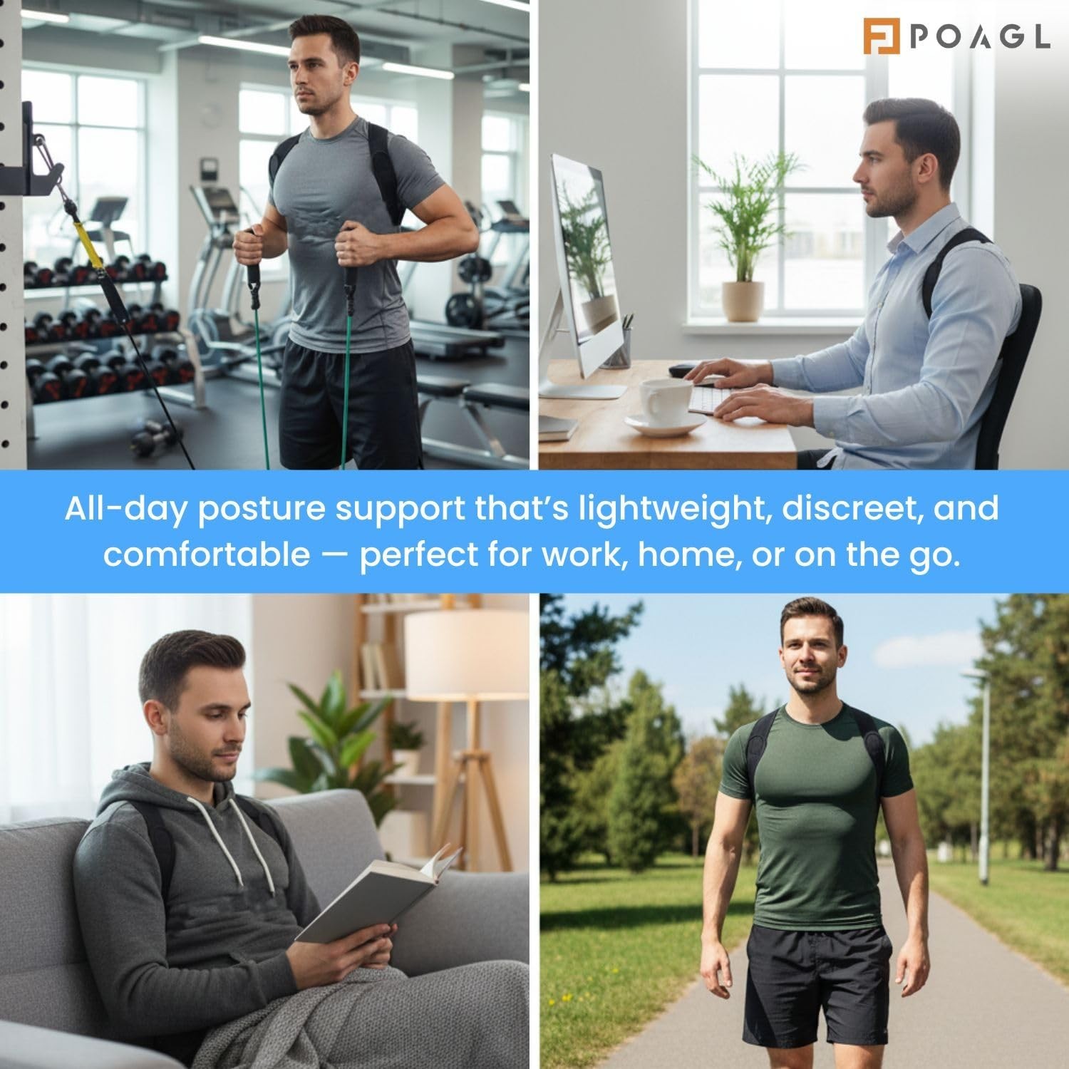 Adjustable Posture Corrector Brace for Men – Universal Fit Upper Back, Shoulder