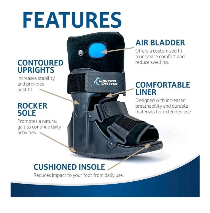 United Ortho USA14111 Short Air Cam Walker Fracture Boot Sz Extra Small Black