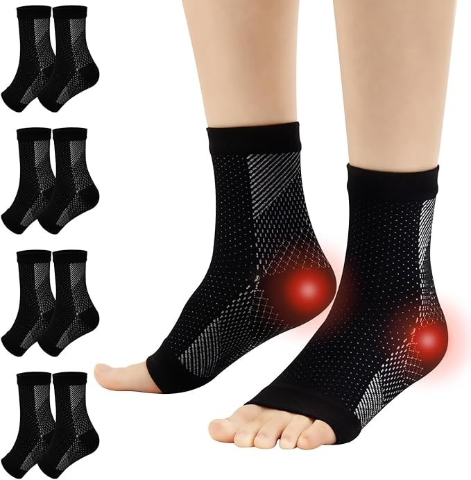 4 Pairs Socks Ankle Brace And Tendonitis Compression Sock Black (L-XL).