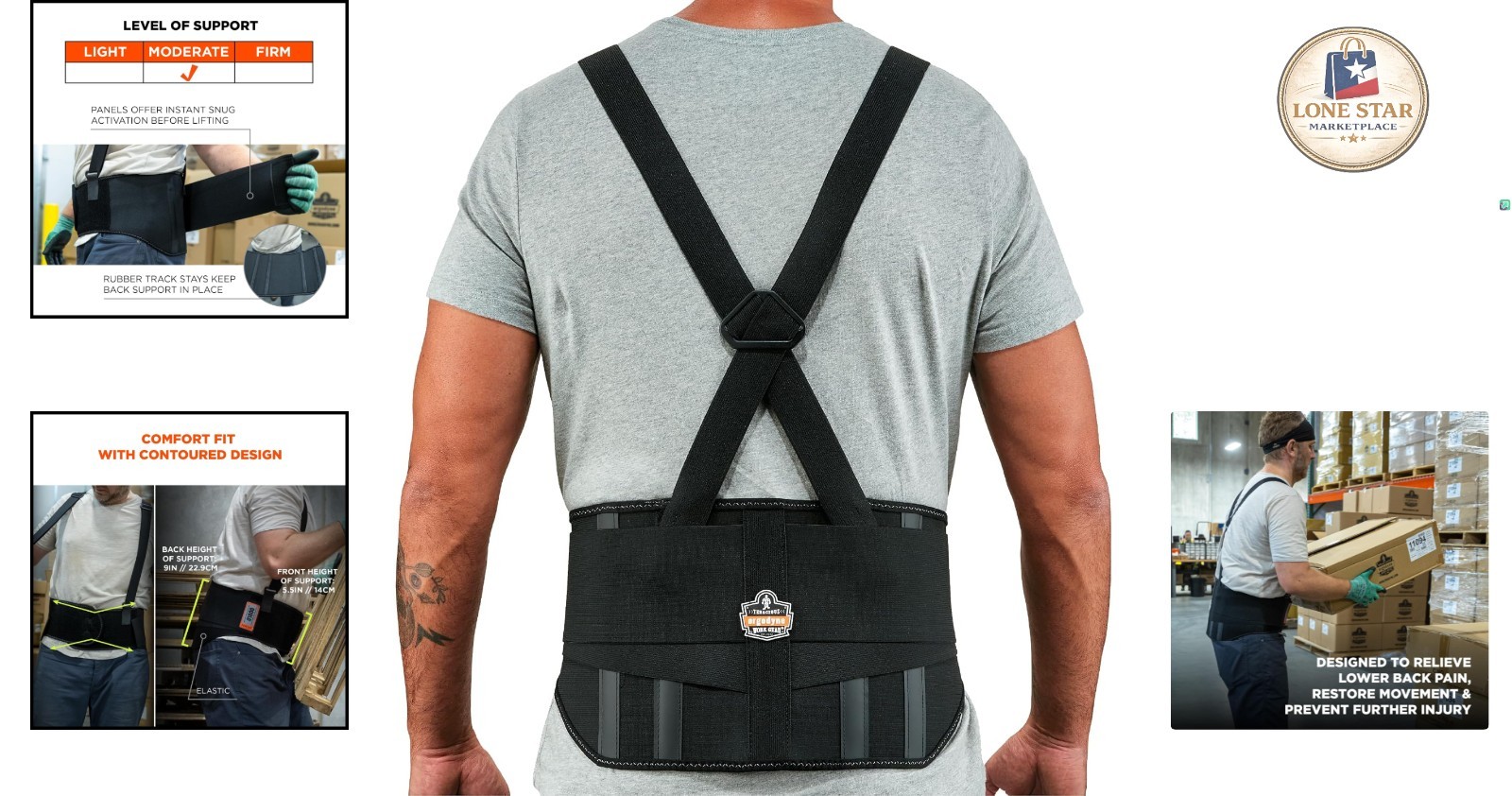 ProFlex 1600 Extra-Firm 9″ Back Support Brace – Black, Size Large for Lifting