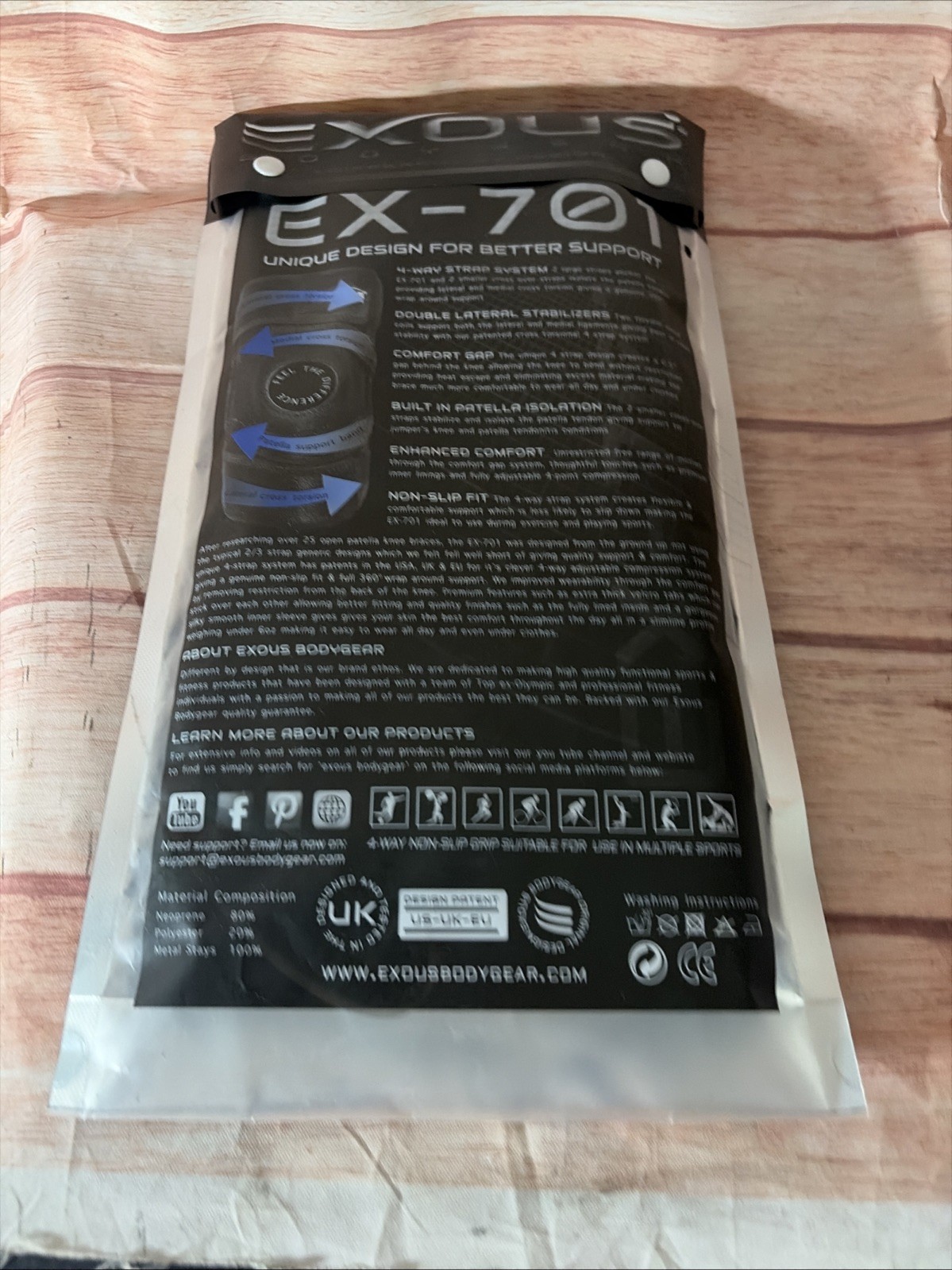 EXOUS BODYGEAR Knee Brace EX 701 – One Size Adjustable Fit – Brand New