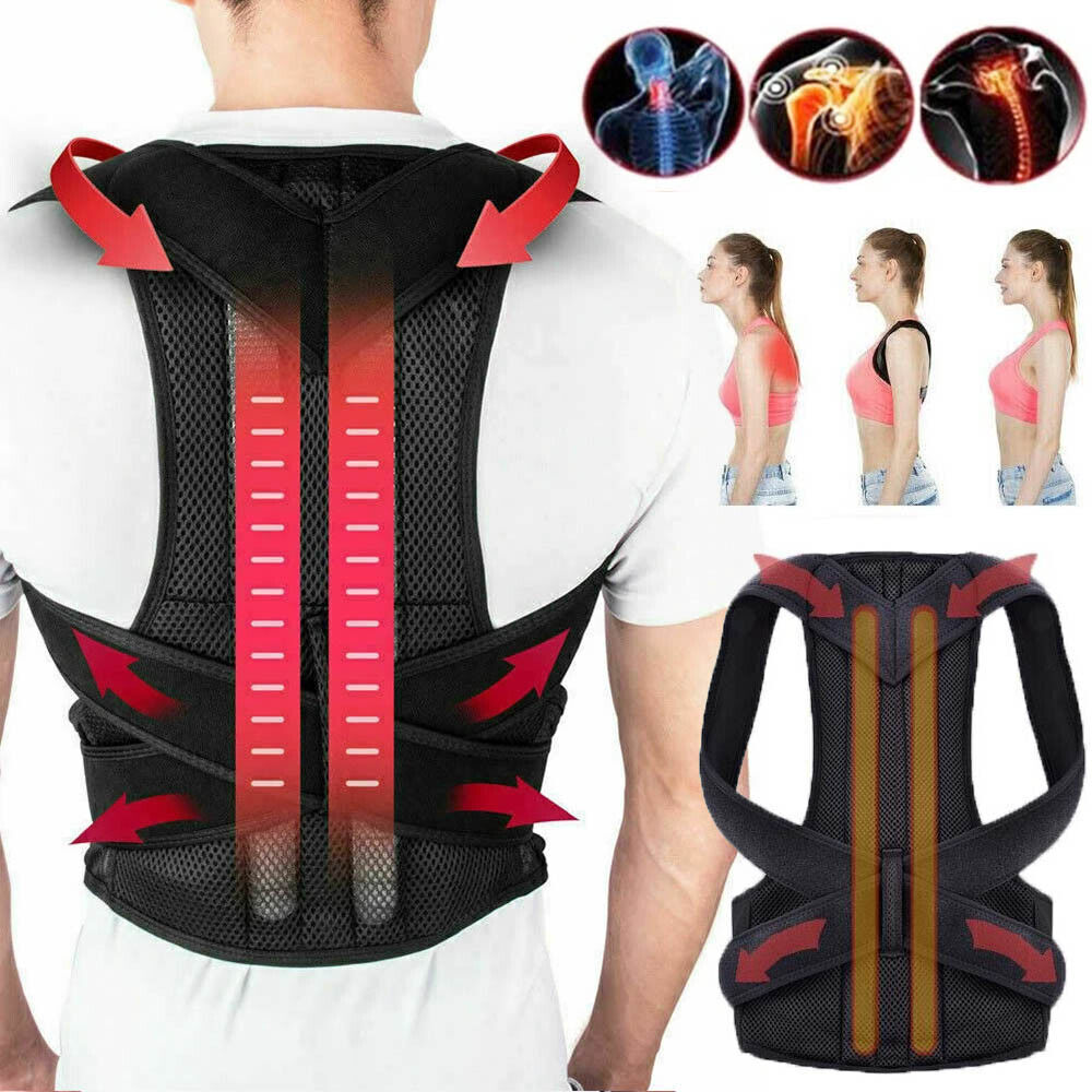Metal Full Back Brace Posture Corrector Back Straightener For Pain Relief S-4XL