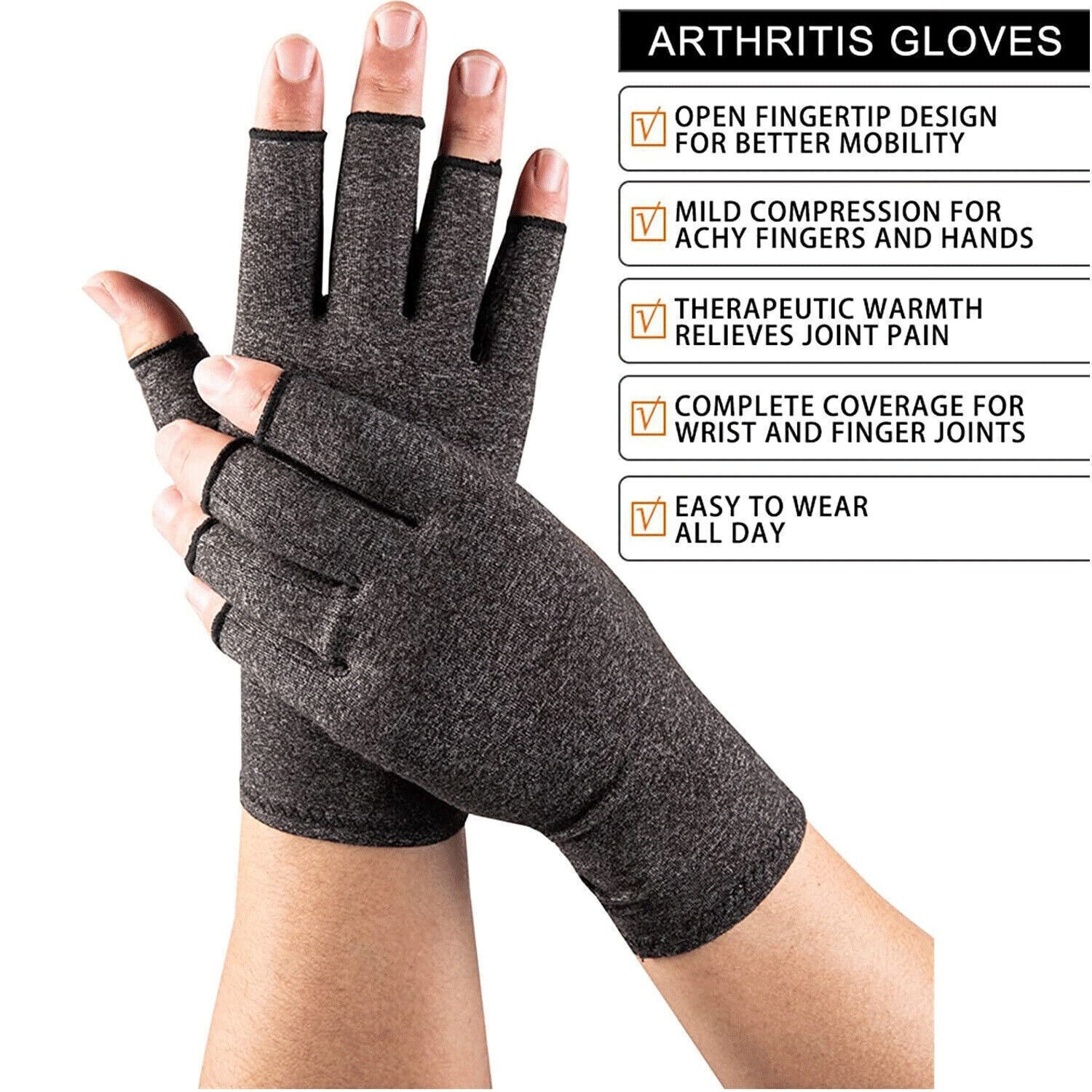 Arthritis Medical Gloves Compression Copper Pain Relief Wrist Support Brace (M)