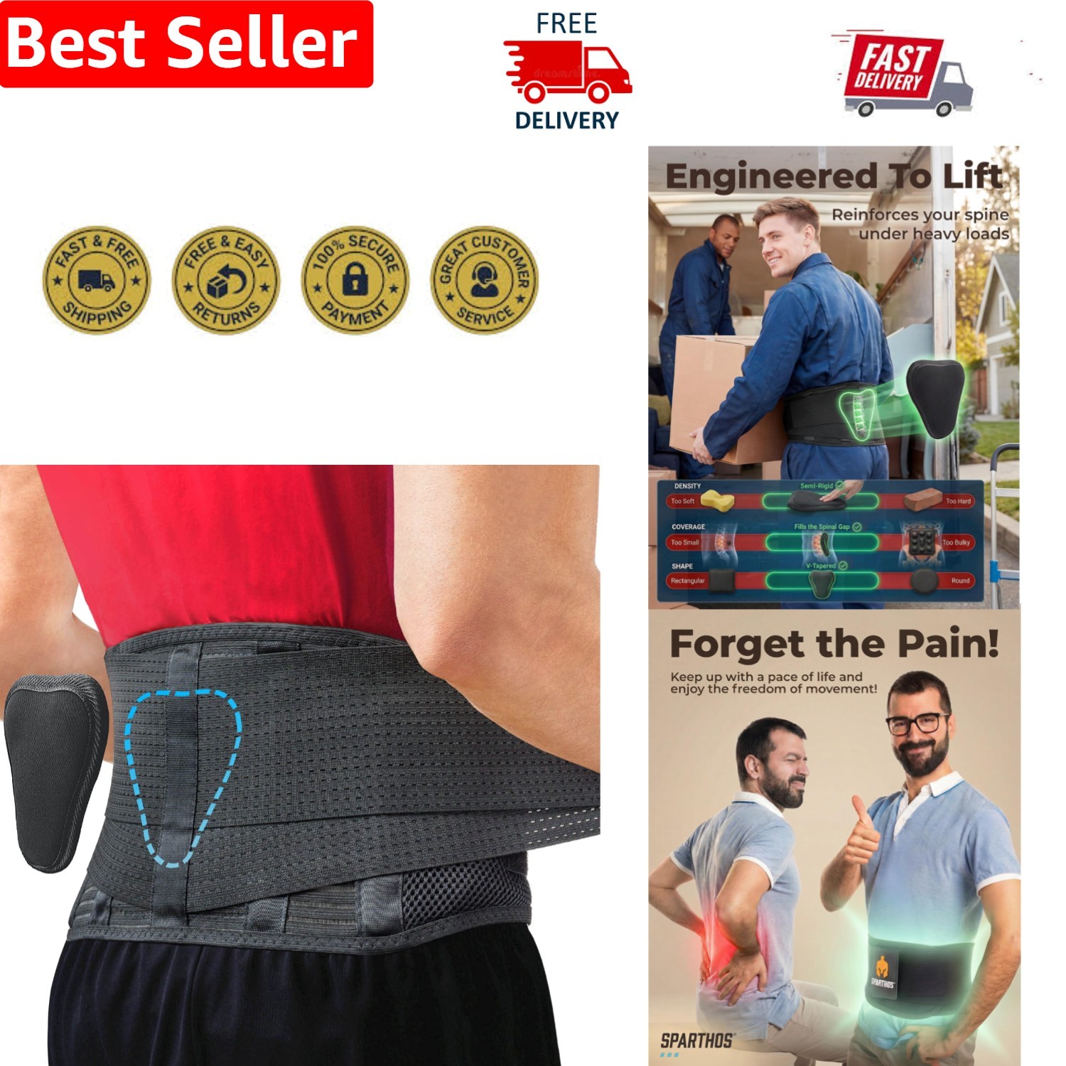 Ultimate Back Brace for Herniated Disc Relief – Adjustable Support, Large 44-52″
