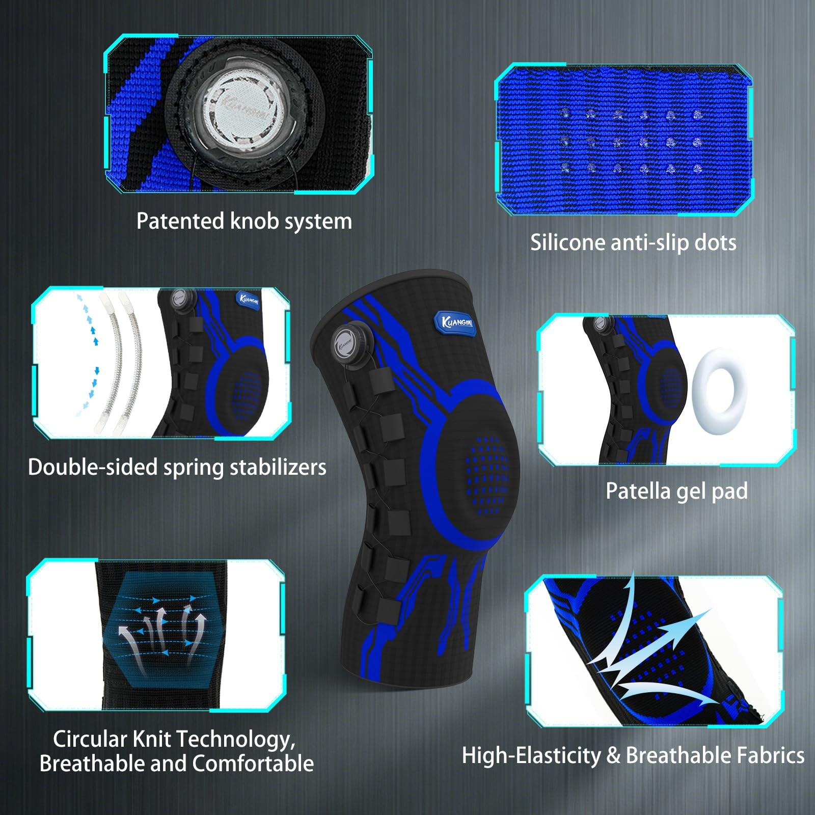 Kuangmi Knob Knee Brace for Pain Relief, Knee Support with Patella Gel Pad an…