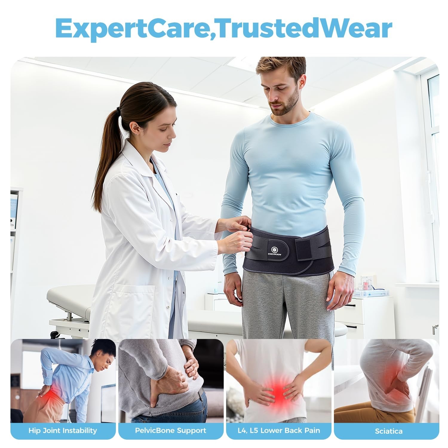 Sacroiliac SI Hip Belt for Women and Men, Adjustable Breathable Hip Brace-M |…