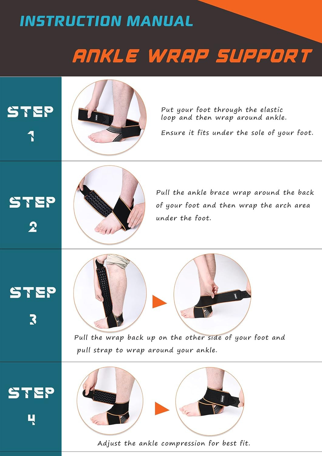 1 Pack Adjustable Ankle Brace for Women and Men, Ankle Support for Sprain Planta