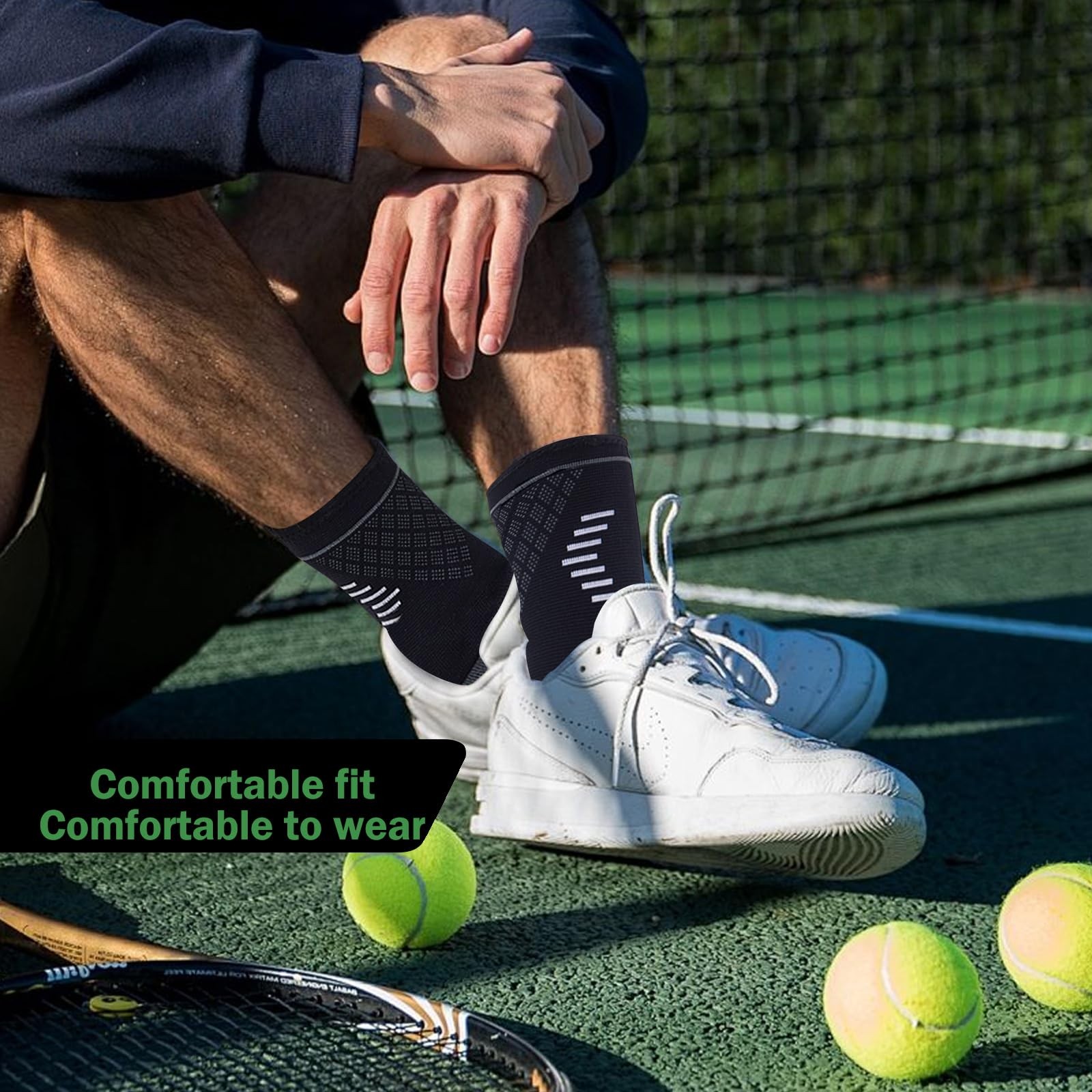 2 Pack Ankle Brace Compression Sleeve Foot Socks for Injury Recovery Joint Pain